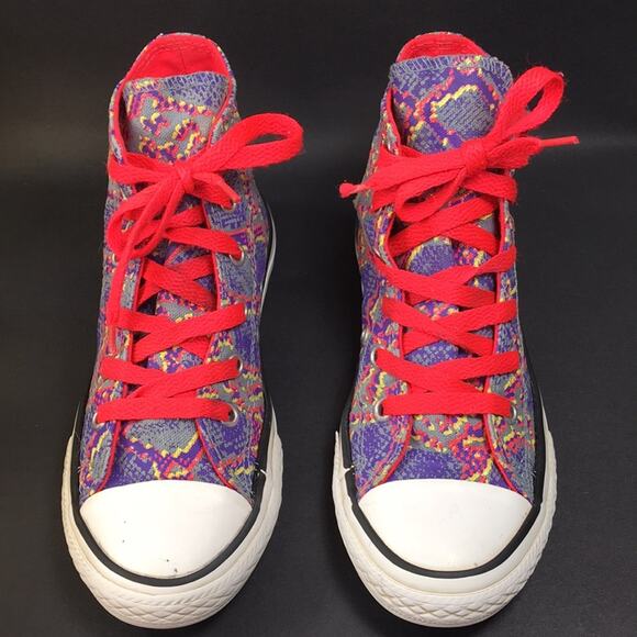 Converse Chuck Taylor All Star High Hi-Top Sneakers Purple Reptile Junior Size 1 - Picture 2 of 13